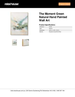 Tear Sheet: The Moment Green Natural Hand Painted Wall Art