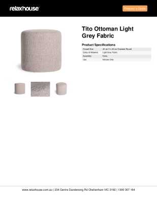 Tear Sheet: Tito Ottoman Light Grey Fabric