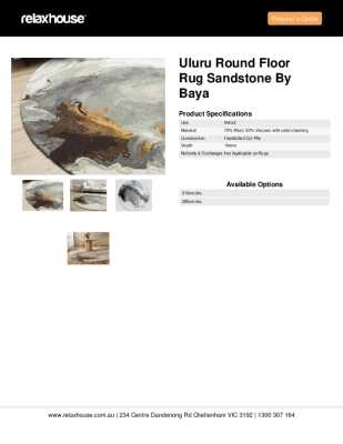 Tear Sheet: Uluru Round Floor Rug Sandstone by Baya