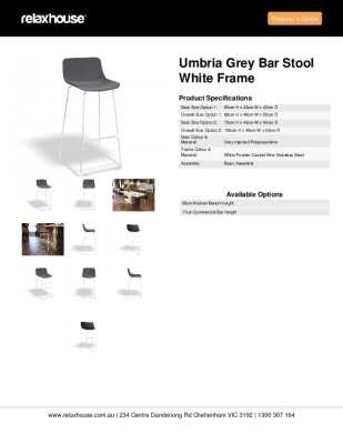 Tear Sheet: Umbria Grey Bar Stool White Frame