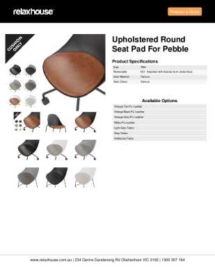 Tear Sheet: Upholstered Round Seat Pad for Pebble