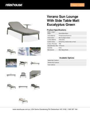 Tear Sheet: Verano Sun Lounge with Side Table Matt Eucalyptus Green
