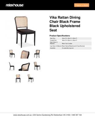 Tear Sheet: Vika Rattan Dining Chair Black Frame Black Upholstered Seat 