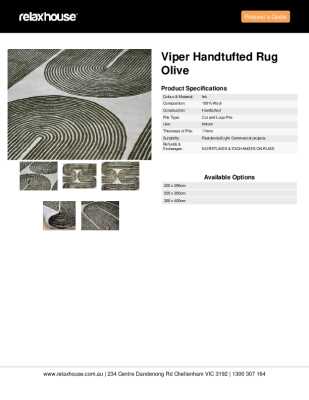 Tear Sheet: Viper Handtufted Rug Olive