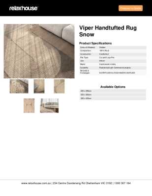 Tear Sheet: Viper Handtufted Rug Snow