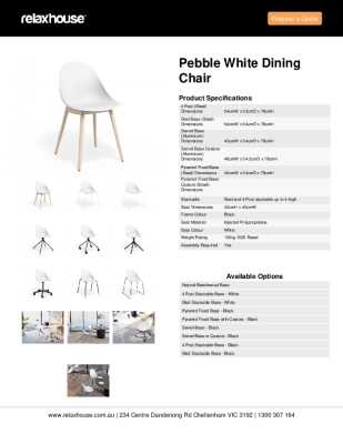 Tear Sheet: Pebble White Dining Chair 