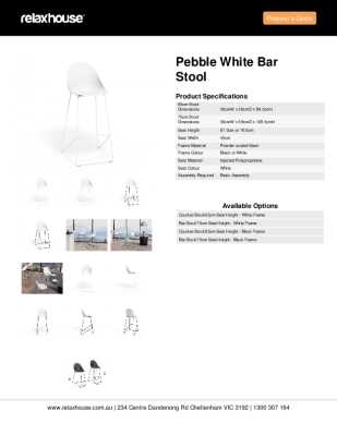 Tear Sheet: Pebble White Bar Stool 