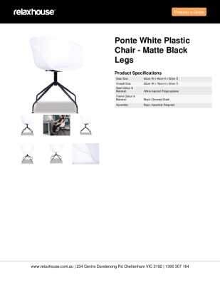 Tear Sheet: Ponte White Plastic Chair - Matte Black Legs