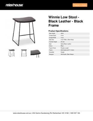 Tear Sheet: Winnie Low Stool - Black Leather - Black Frame
