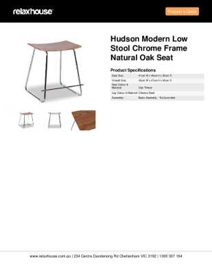 Tear Sheet: Hudson Modern Low Stool Chrome Frame Natural Oak Seat