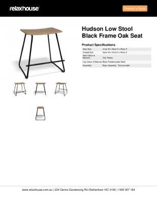 Tear Sheet: Hudson Low Stool Black Frame Oak Seat