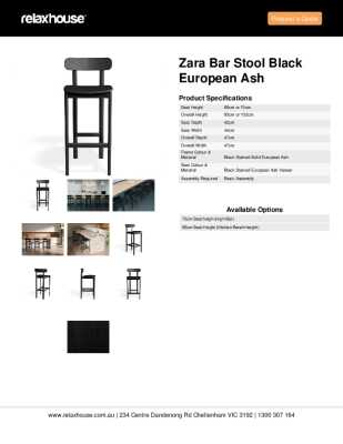 Tear Sheet: Zara Bar Stool Black European Ash
