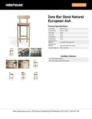 Tear Sheet: Zara Bar Stool Natural European Ash